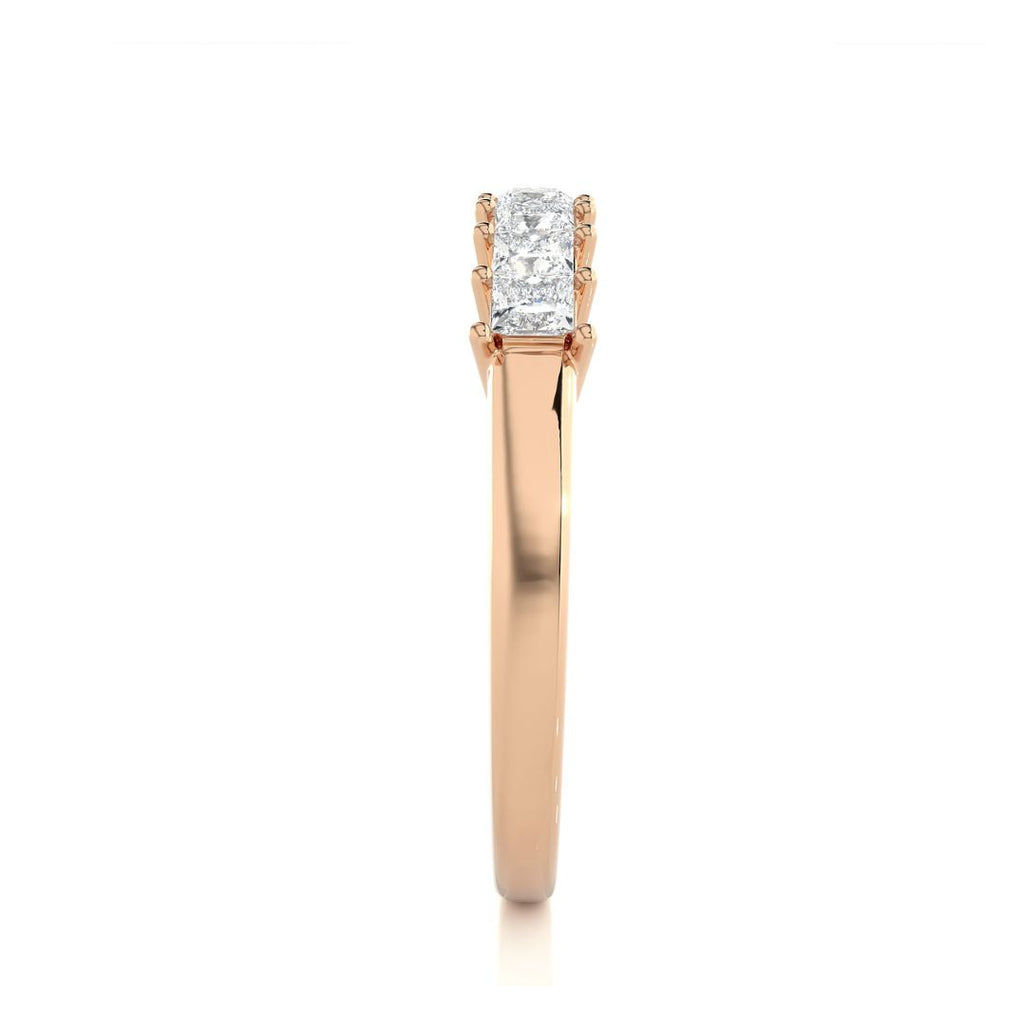 Rose Gold wedding ring with diamonds on a white background