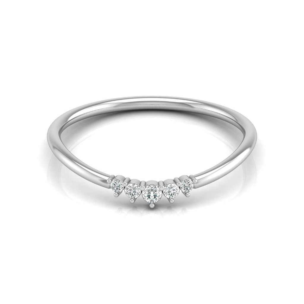 Dainty five-diamond wedding ring in white gold