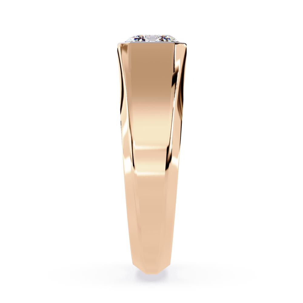 Emerald cut diamond bezel band in rose gold