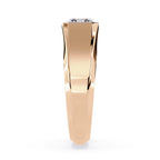 Emerald cut diamond bezel band in rose gold