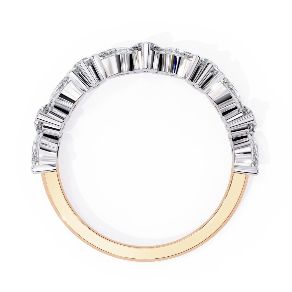 Marquise and Round Diamond Half Eternity Band in Gold