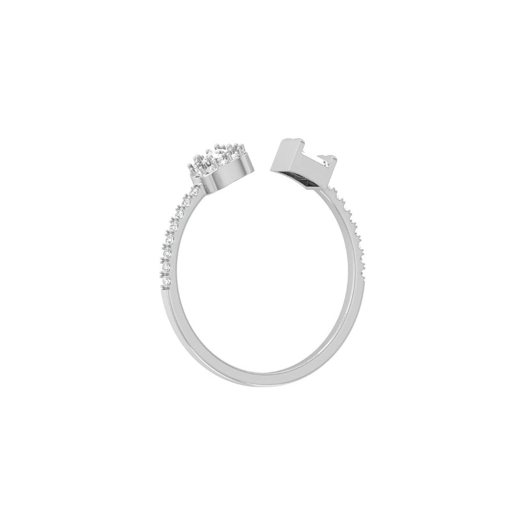 White gold ring with small diamonds on a white background