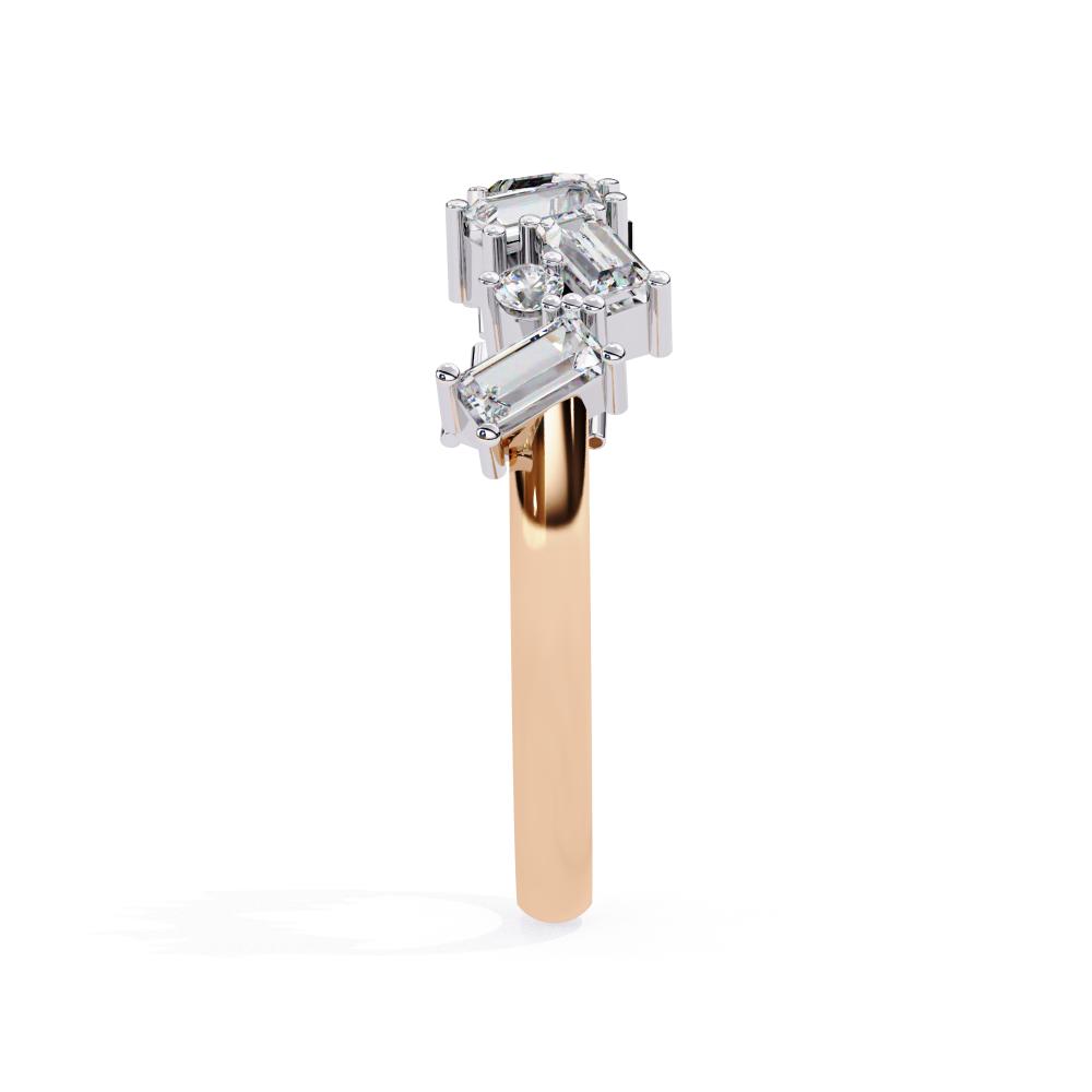 Geometric Diamond Band with Baguette & Round Cuts in Gold