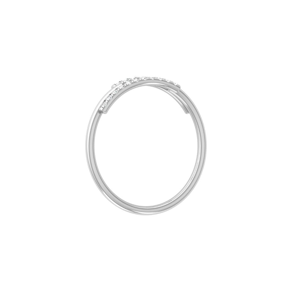 White Gold wedding ring with small diamonds on a white background