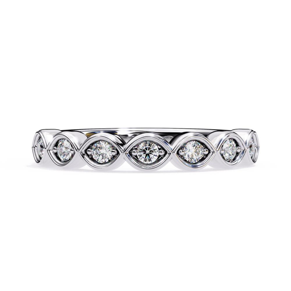 Marquise-Shaped Wavy Style Diamond Band in White Gold