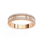 Rose Gold diamond band with emerald cut diamonds