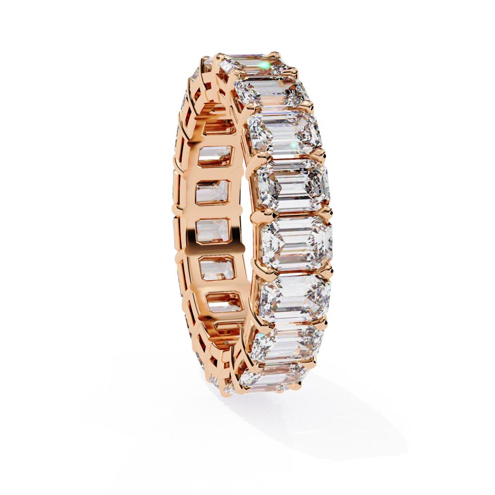 Designer emerald cut diamond eternity band in rose gold