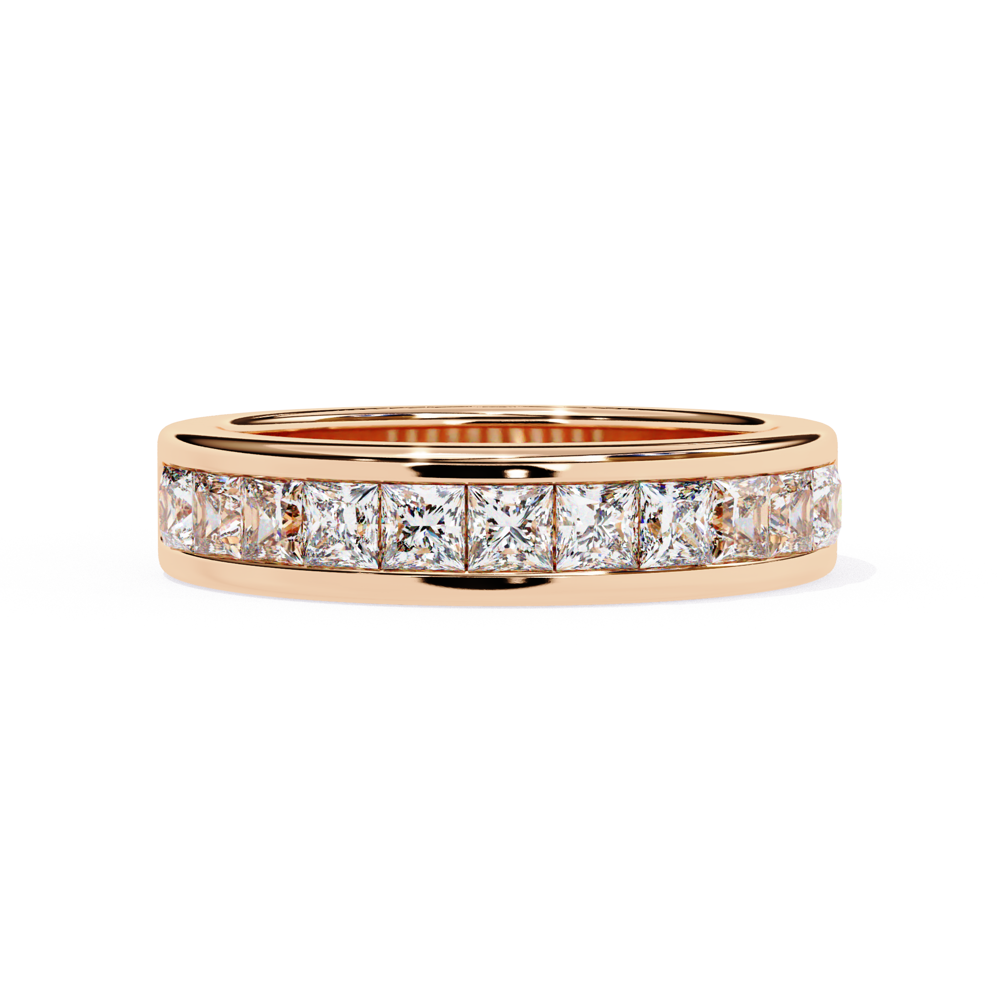 Princess cut diamond eternity wedding band in Rose Gold