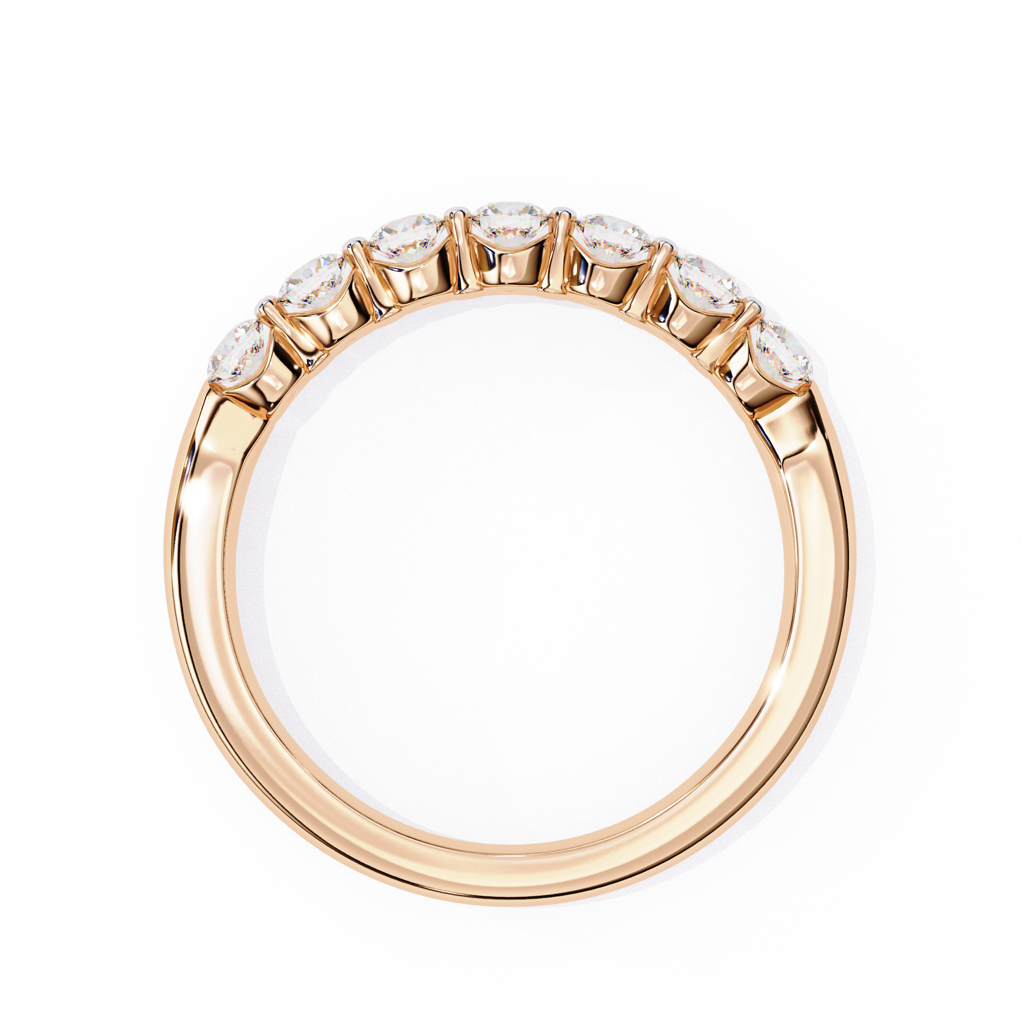 Classic round diamond rose gold band for women