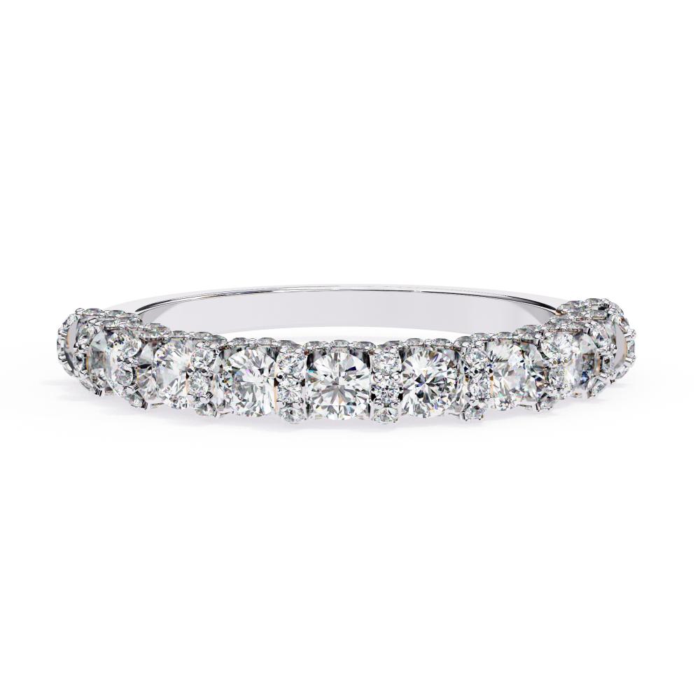 Vintage Style Round Brilliant Diamond Wedding Band in White Gold
