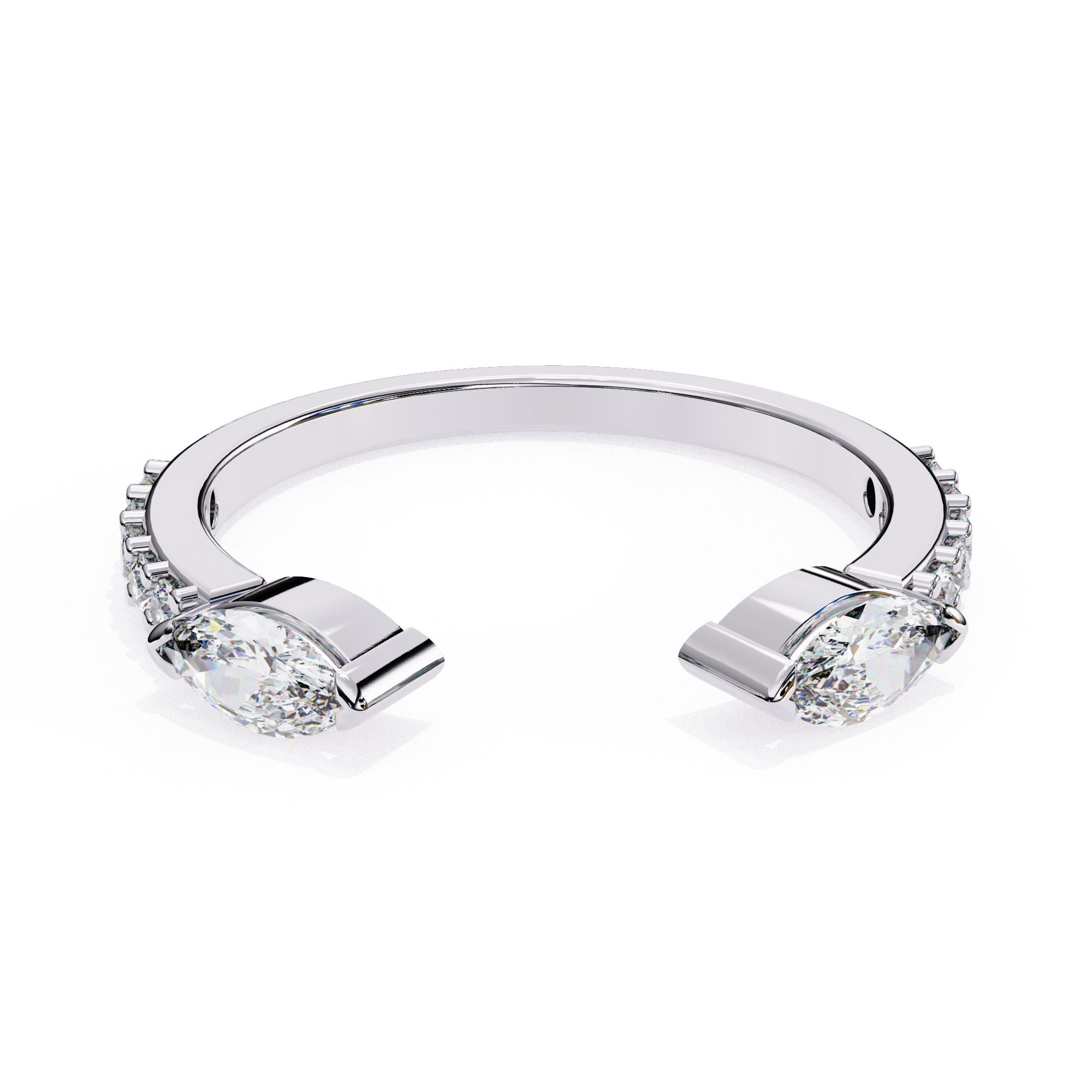 Contemporary cuff style diamond wedding band
