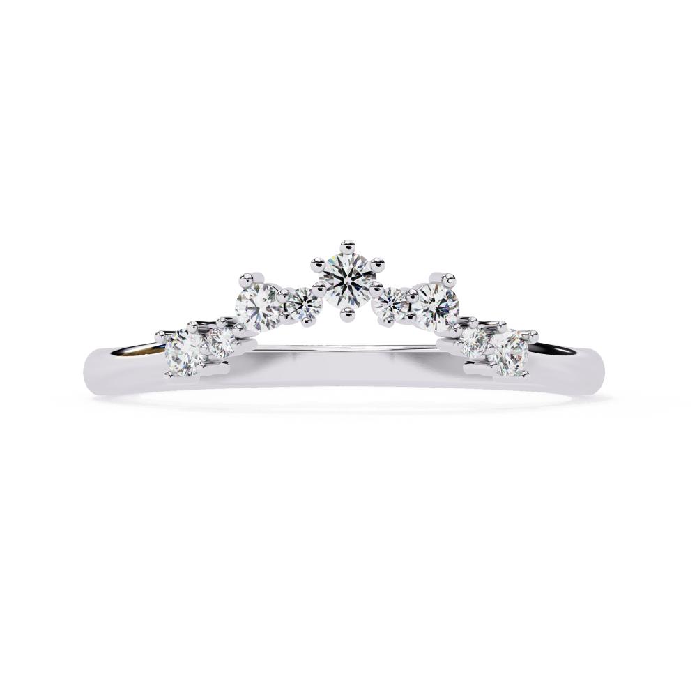 Geometric crown style diamond band in white gold