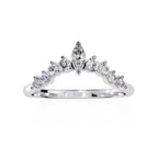 Marquise diamond band with crown design in white gold