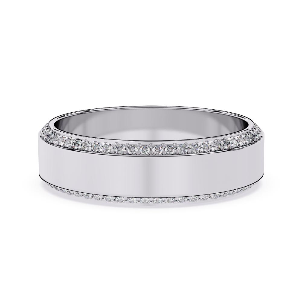 Sparkling edge diamond wedding band in white gold