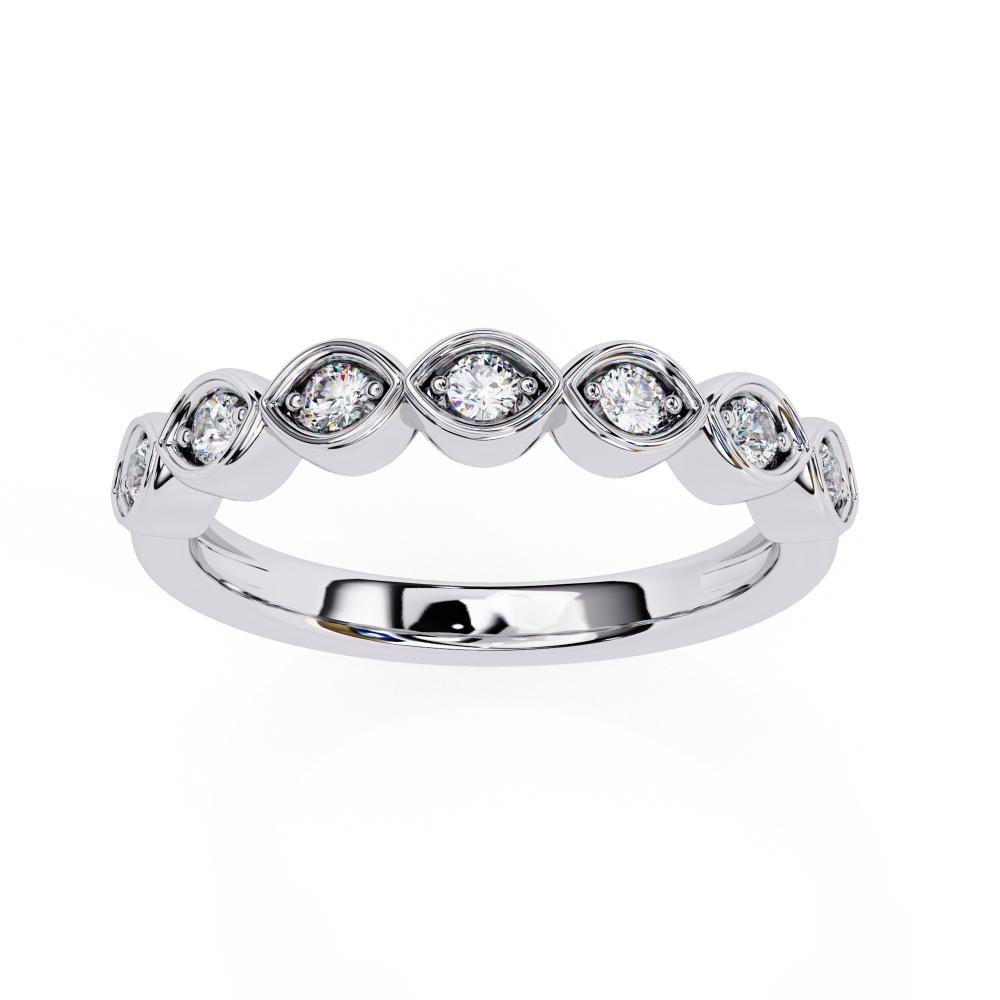 Geometric marquise diamond band unique wave style