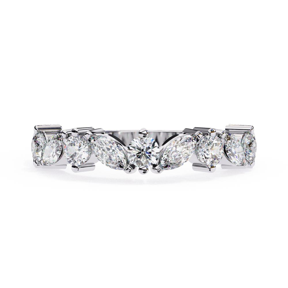 Marquise and round diamond half eternity band in white gold