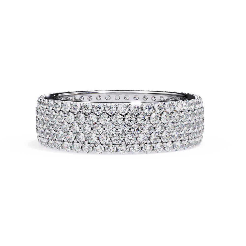 Multi row diamond wedding band in white gold