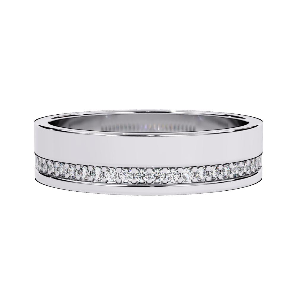 Grooved Diamond Wedding Band