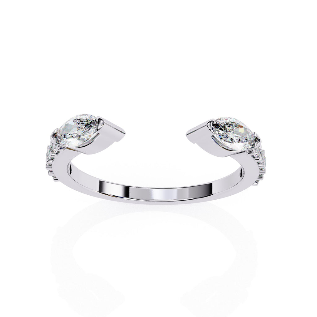 Geometric open diamond wedding ring for women