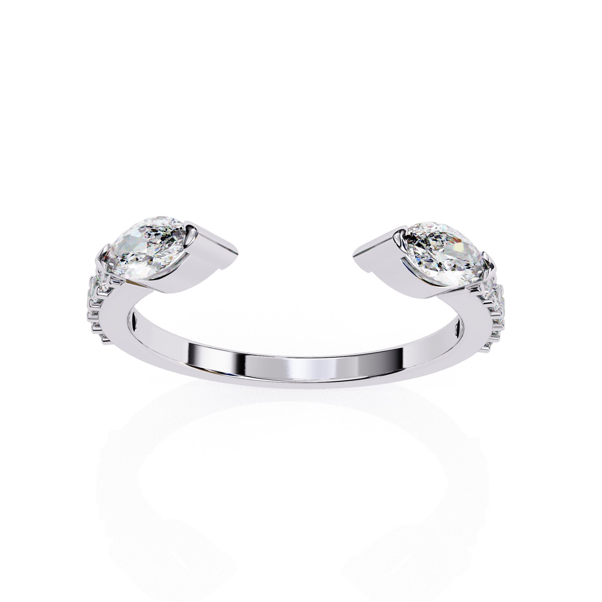 Geometric open diamond wedding ring for women