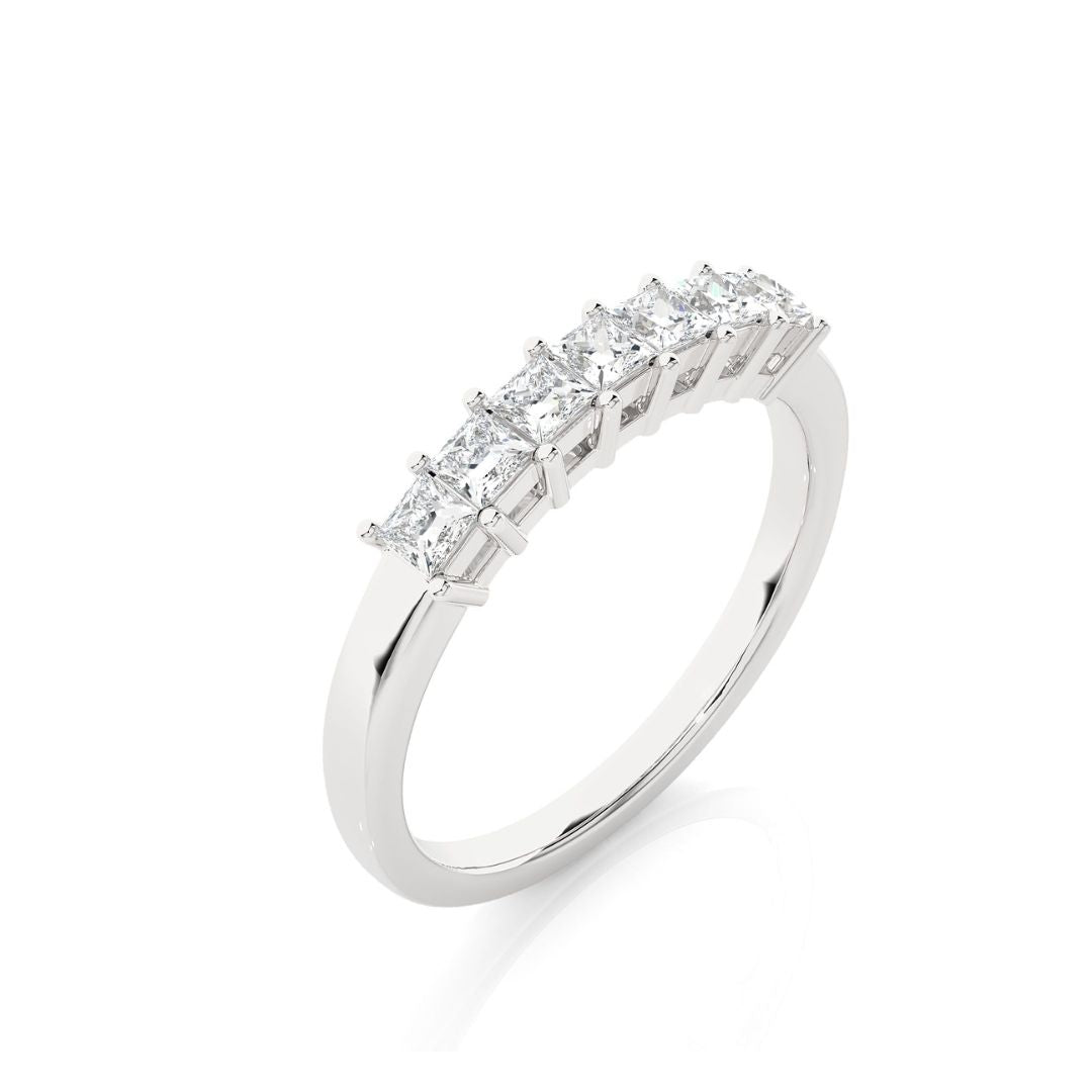 Princess-Cut Half Eternity Diamond Band in White Gold