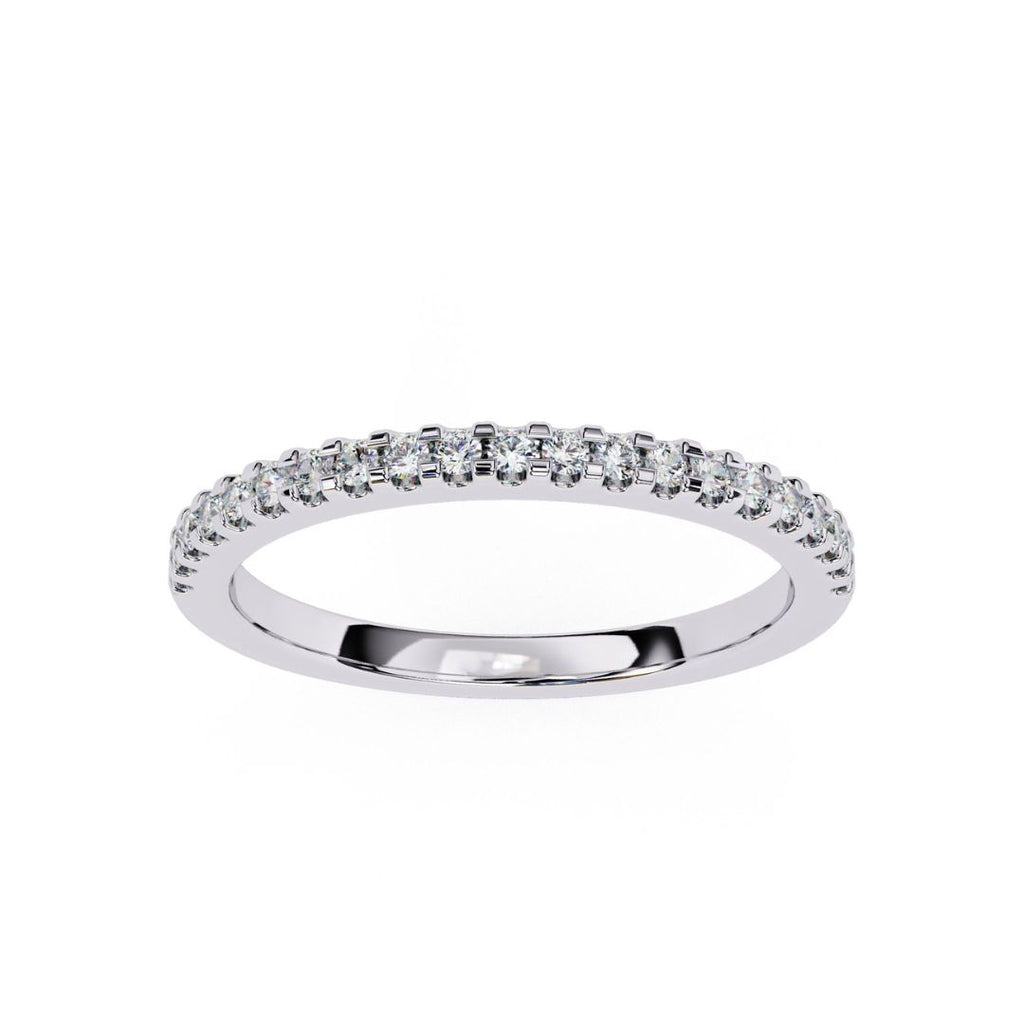 Dainty white gold diamond band with sparkling pave diamonds