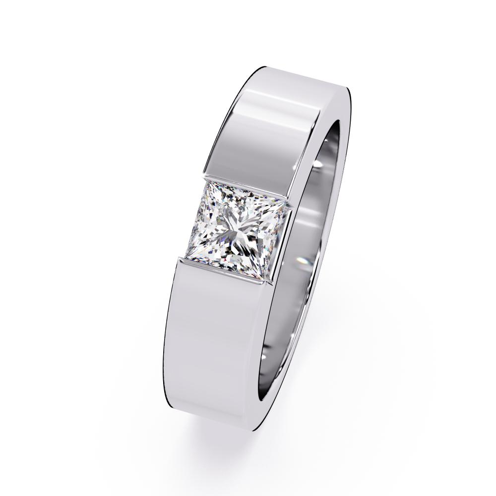 Regal princess cut diamond band with clean white gold finish