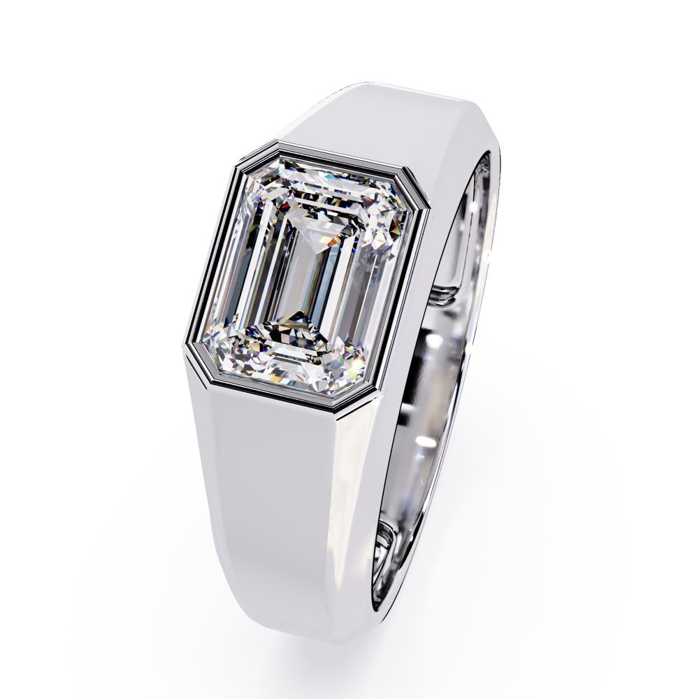 Emerald-Cut Diamond Bezel Gold Band