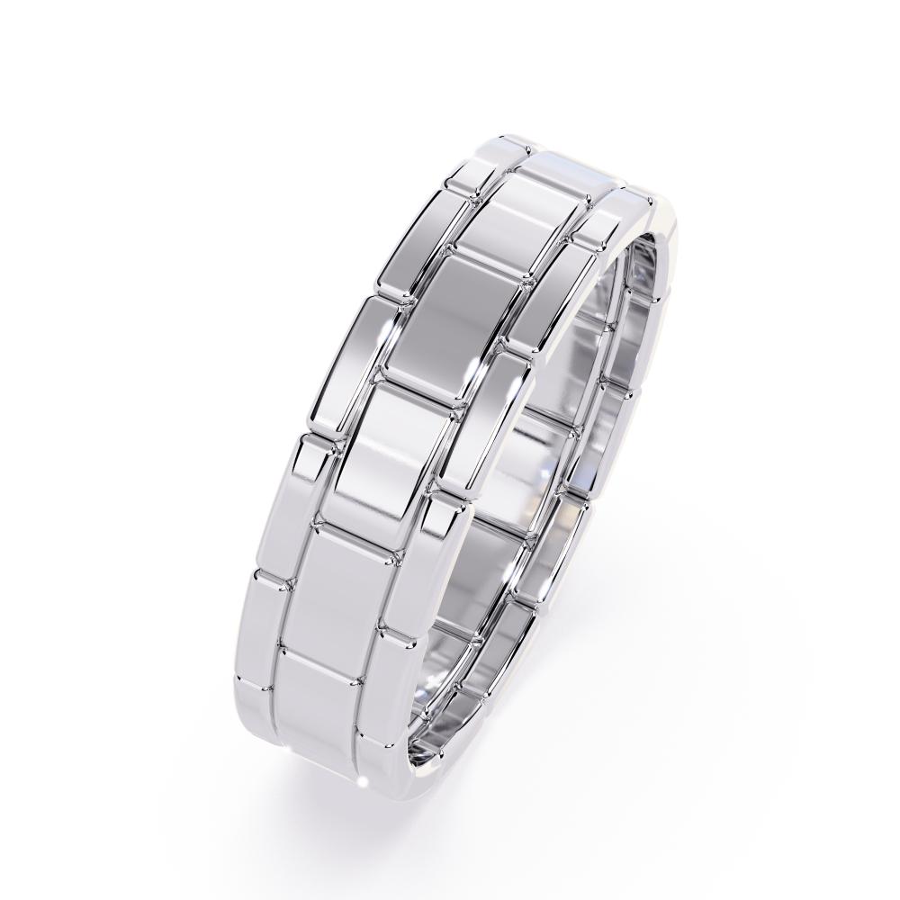 Chic honey comb design white gold wedding ring