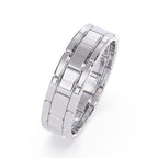 Chic honey comb design white gold wedding ring