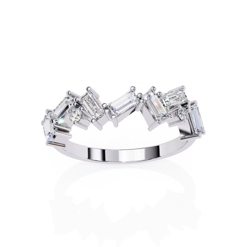 Modern baguette cut diamond wedding band