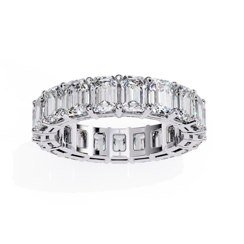 Luxury emerald cut diamond band with geometric eternity design