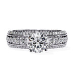 Triple-row diamond engagement band in white gold