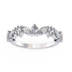Contemporary half eternity diamond band with mixed cut diamonds