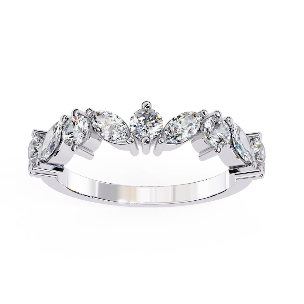 Contemporary half eternity diamond band with mixed cut diamonds