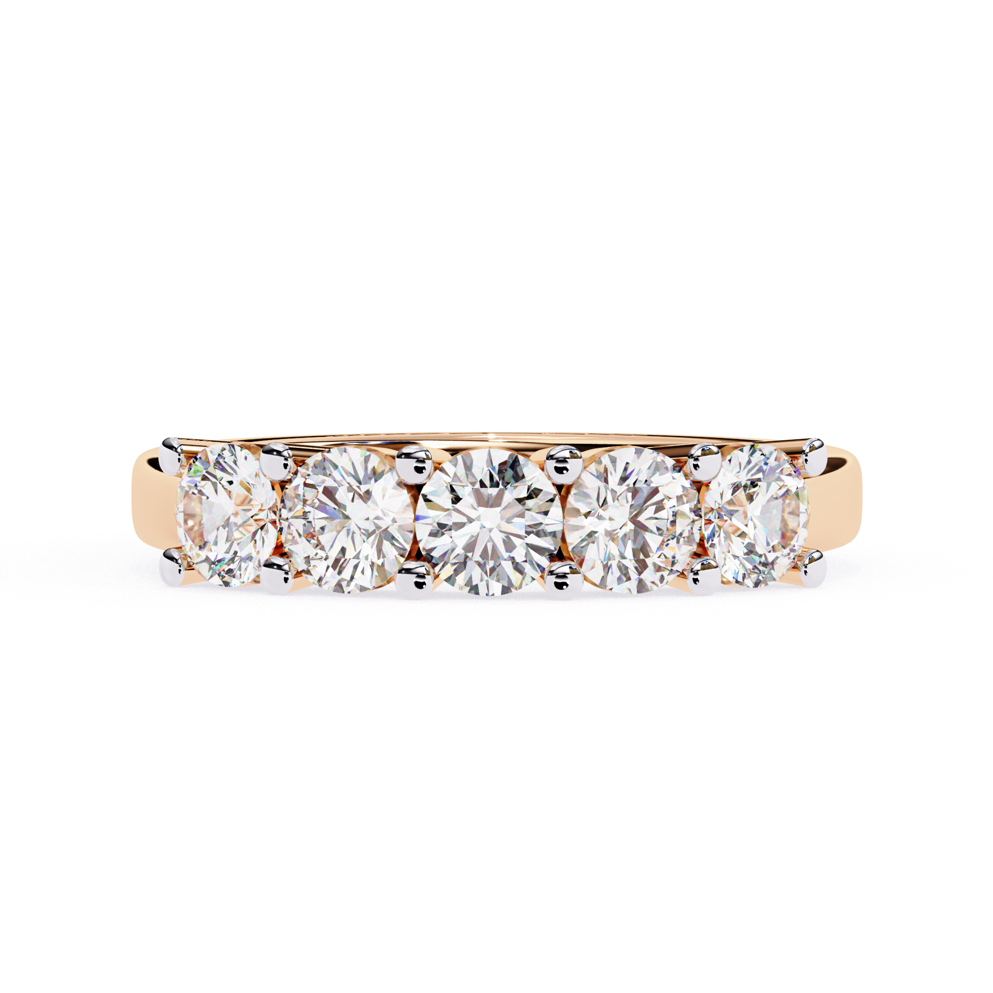 Exquisite Rose Gold Five-Stone Diamond Anniversary Band