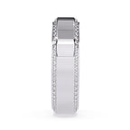 White Gold diamond wedding band with subtle pavé edge detailing