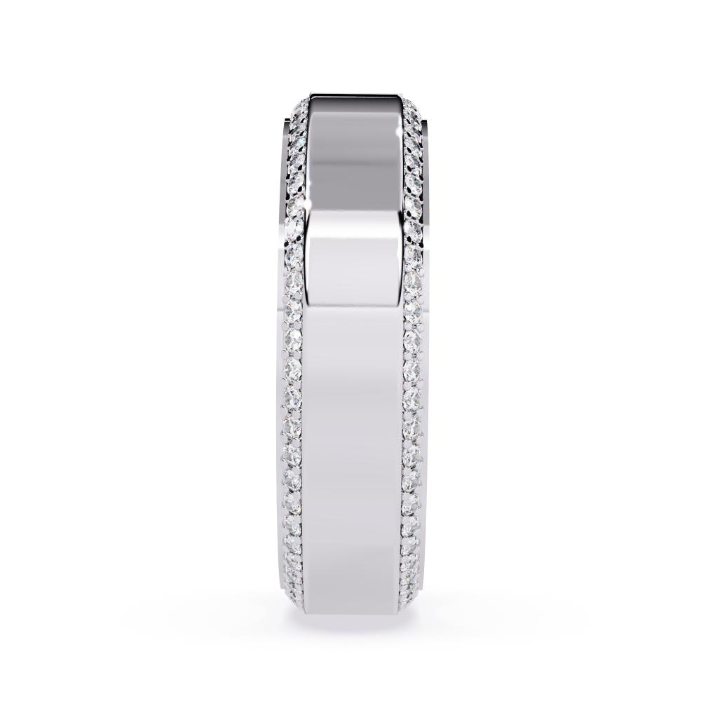White Gold diamond wedding band with subtle pavé edge detailing