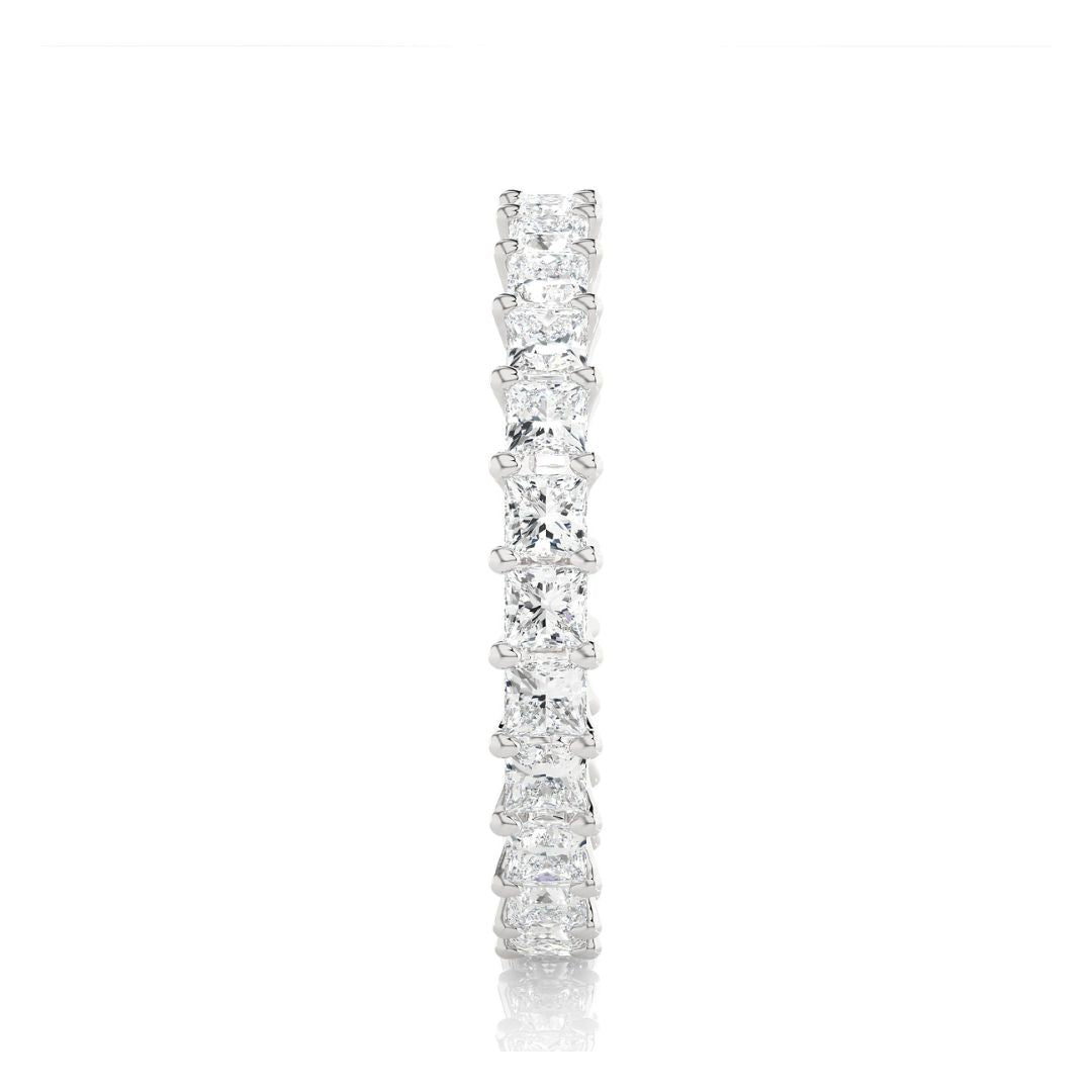 White Gold wedding band with diamond on a white background