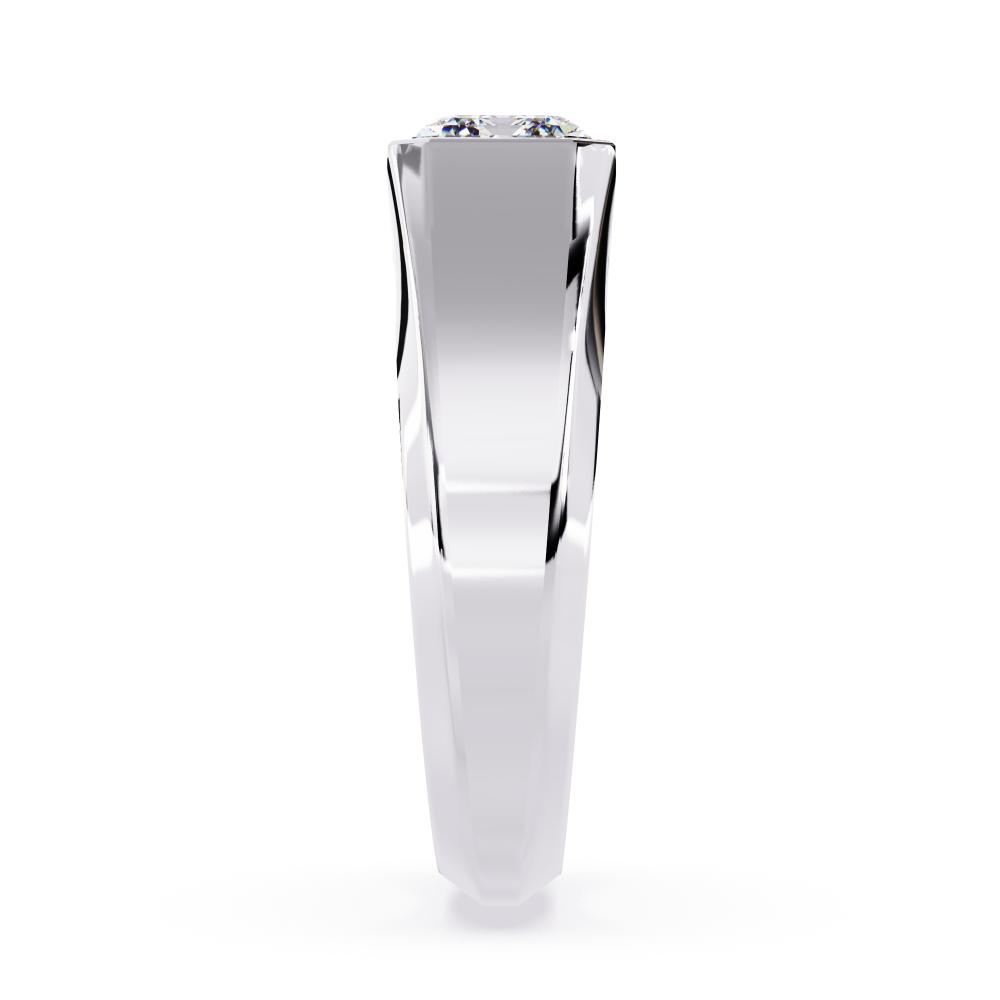 Emerald cut diamond bezel band in white gold