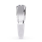 Emerald cut diamond bezel band in white gold