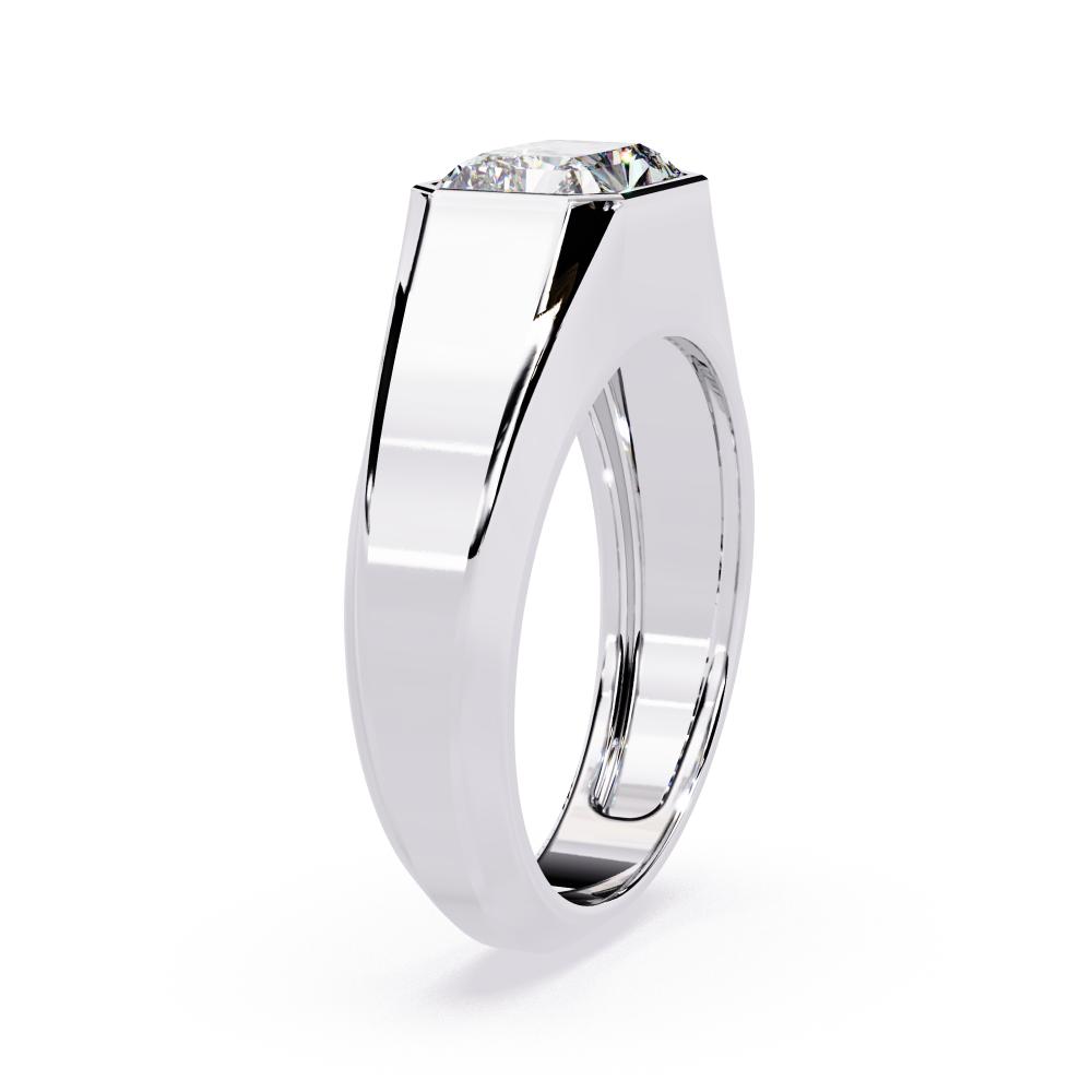 Radiant cut diamond bezel band in white gold