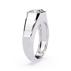 Radiant cut diamond bezel band in white gold