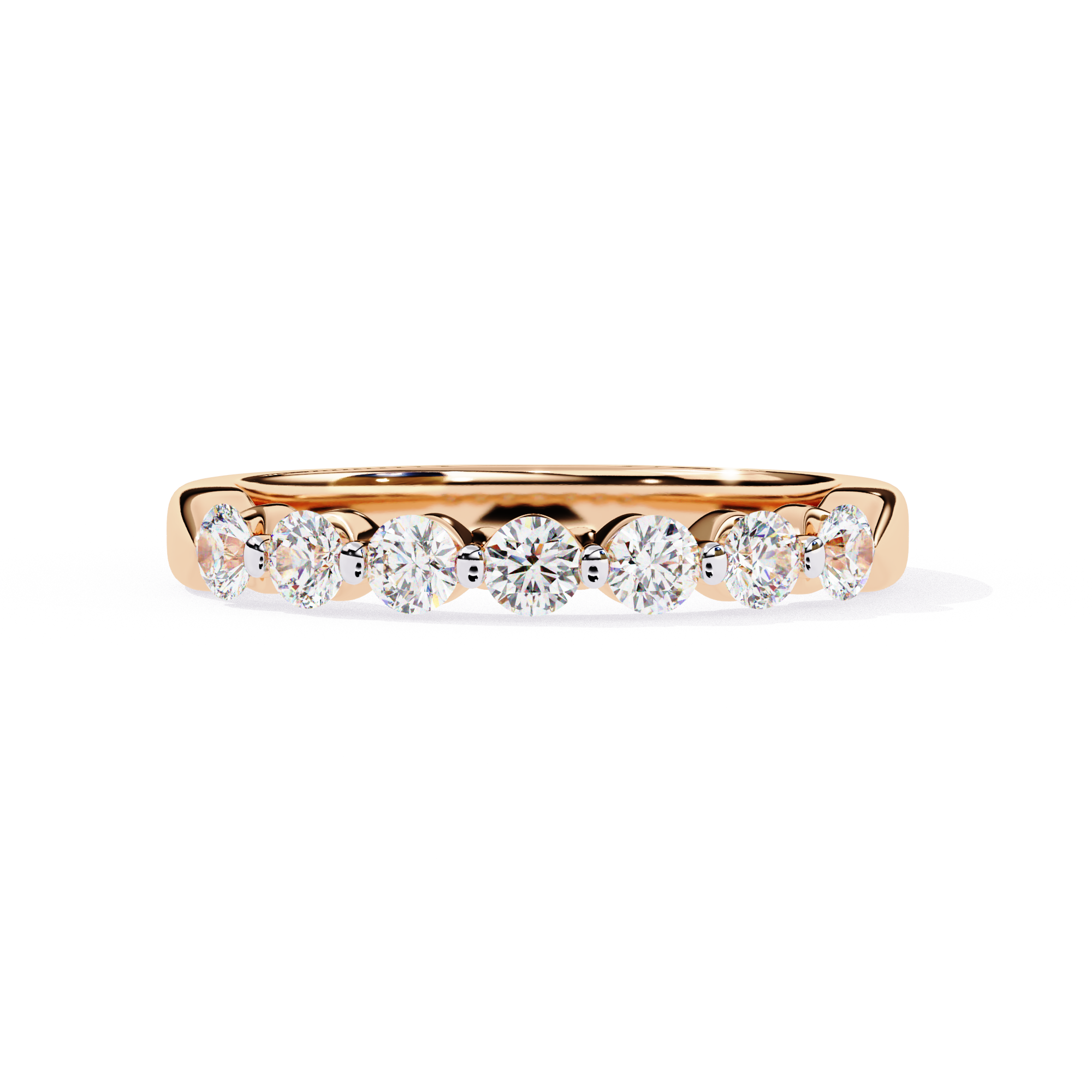 Round cut diamond wedding band in Rose Gold