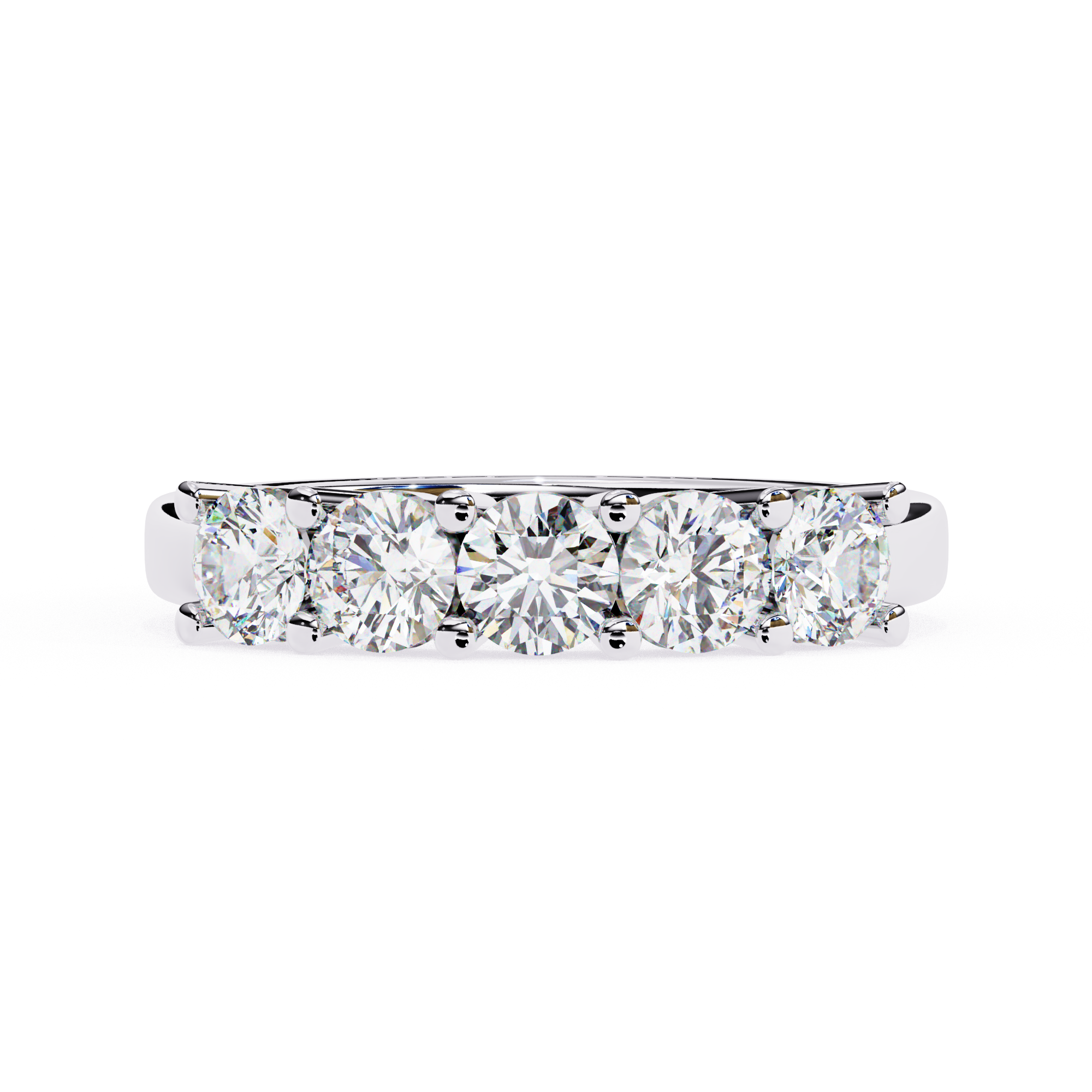 Exquisite White Gold Five-Stone Diamond Anniversary Band