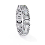 Designer emerald cut diamond eternity band in white gold