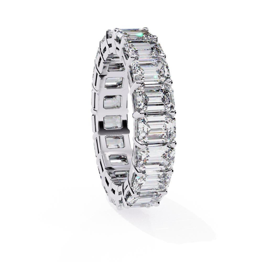 Designer emerald cut diamond eternity band in white gold