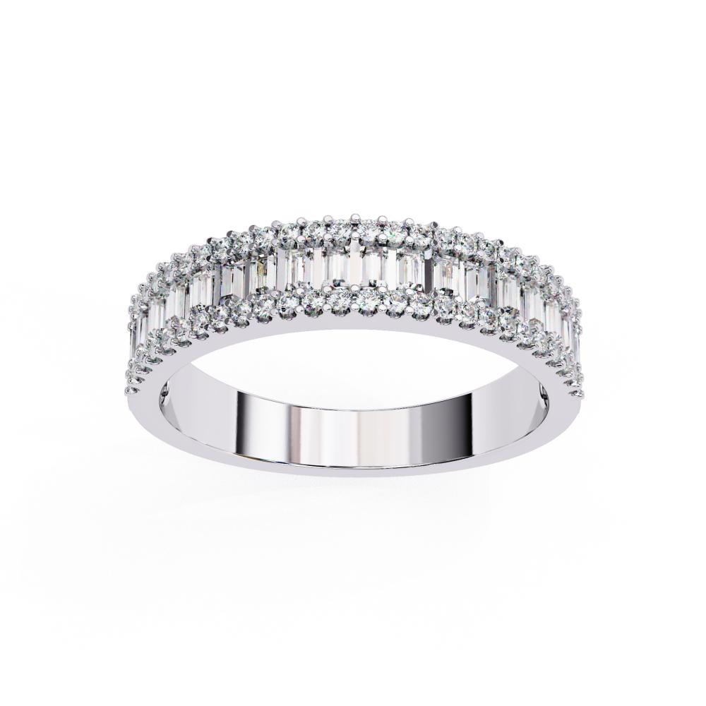 White Gold diamond band with emerald cut diamonds