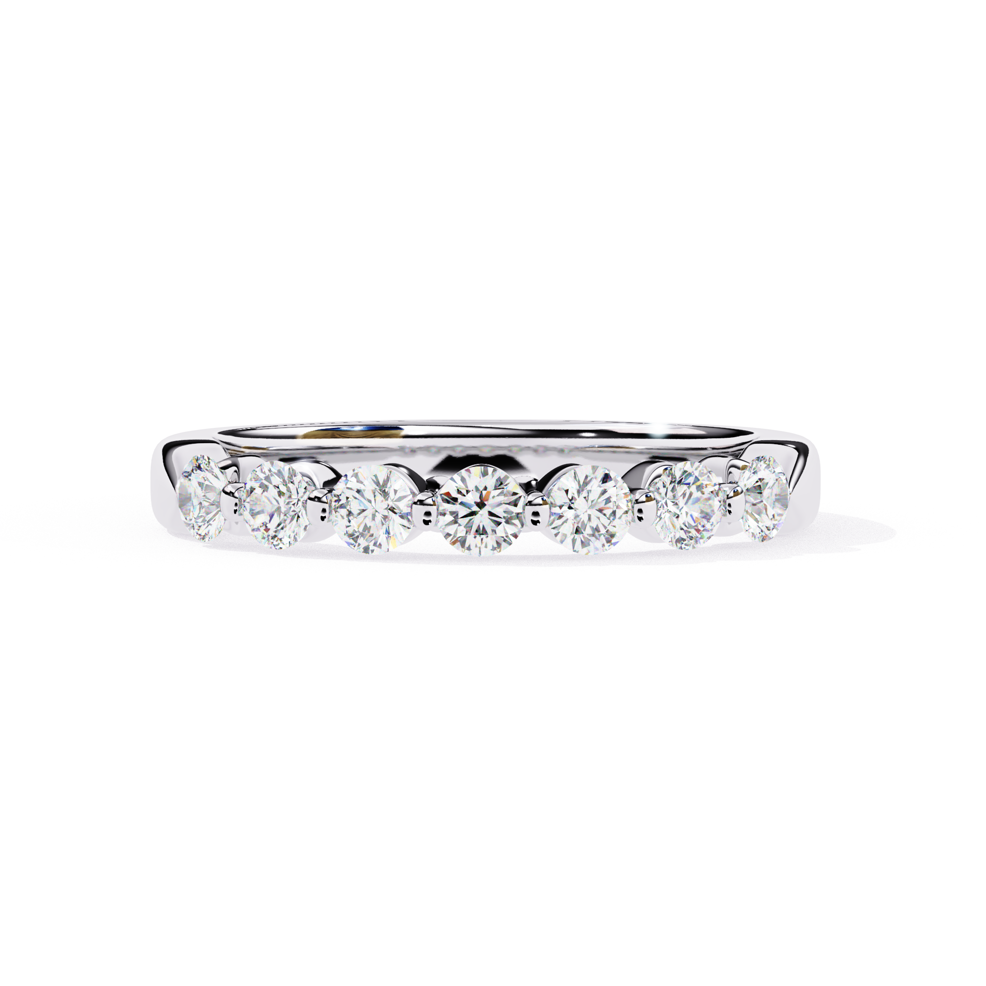 Round cut diamond wedding band in White Gold