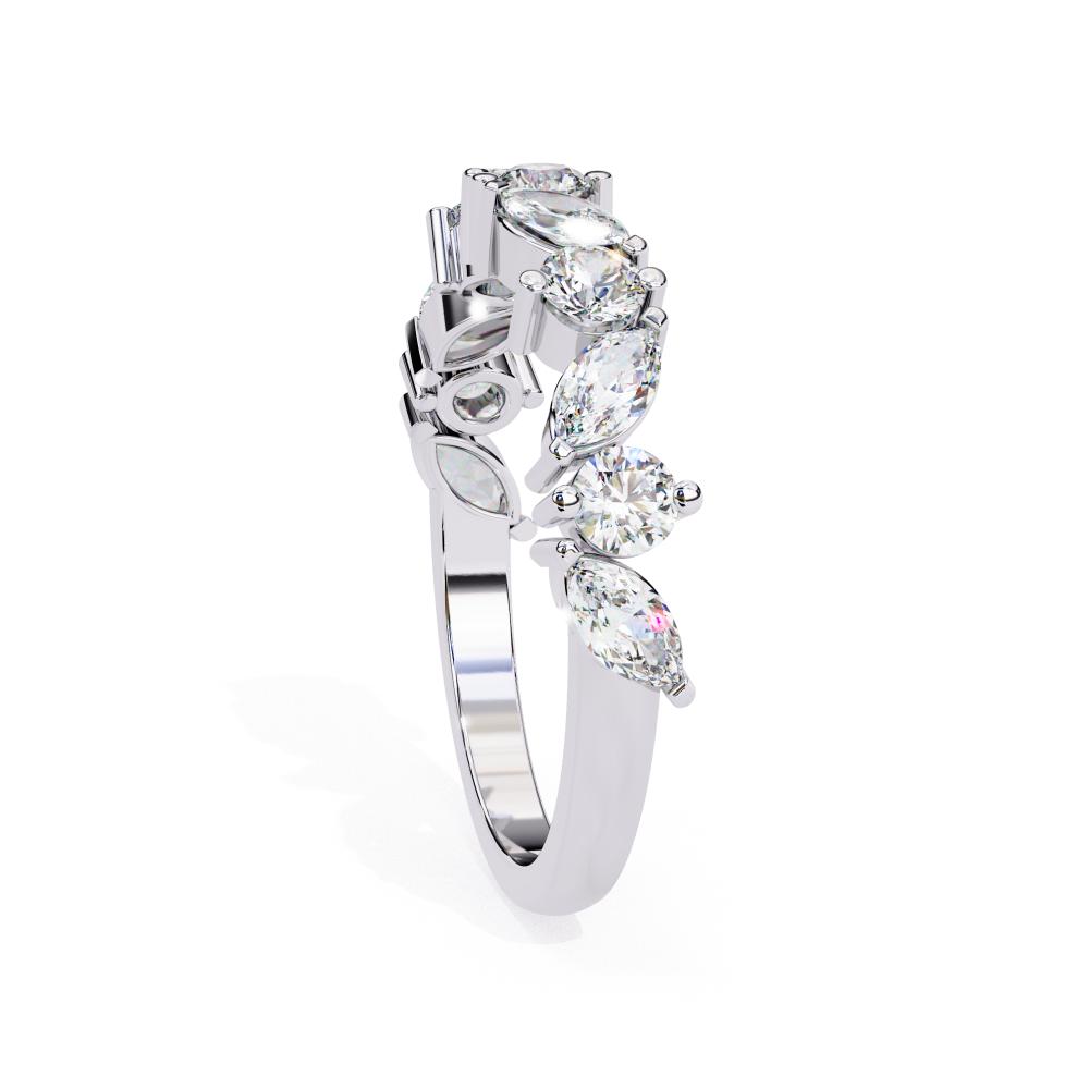 Mixed cut marquise and round diamond half eternity band